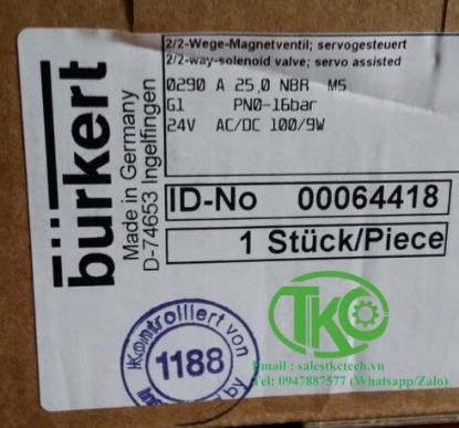 Picture of Van Burkert 00501208 Burkert 00064418