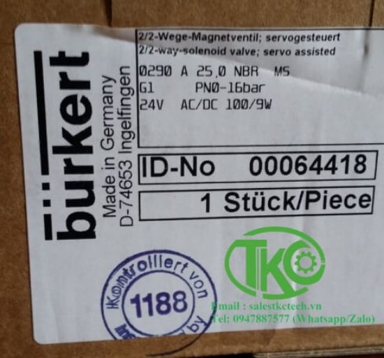 Picture of Van Burkert 00501208 Burkert 00064418